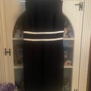 Evan Picone Black and White Strapless Sheath Dress